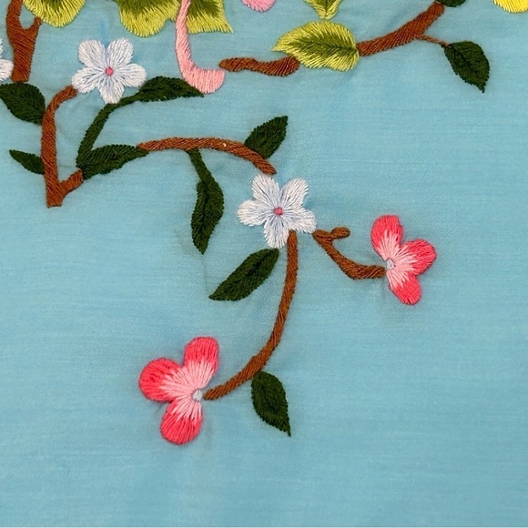 Vintage Hand Embroidered for Jodie Arden Kimono Style Short Robe Blue Size S/M - Picture 10 of 12